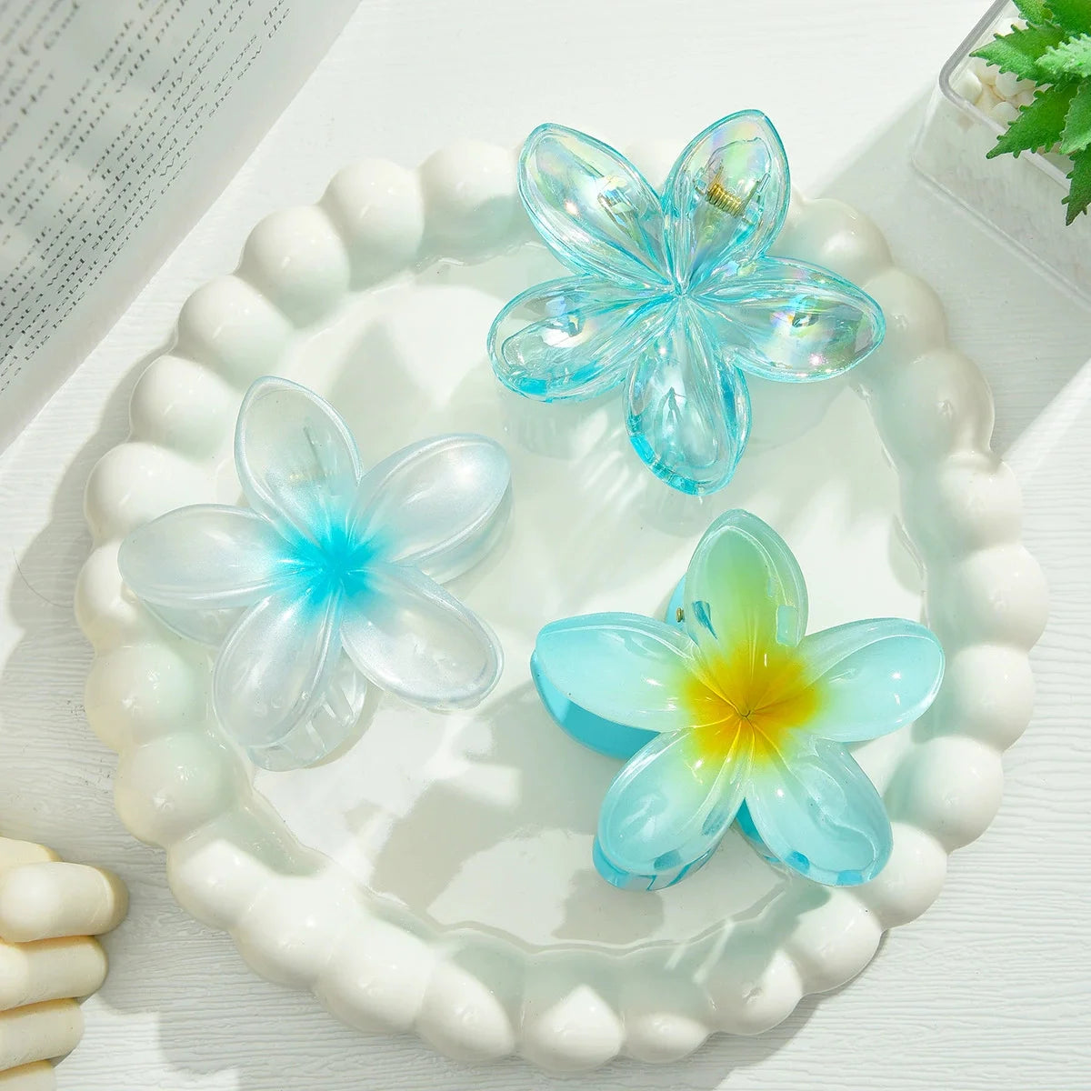 3Pcs/18Pcs Egg Flower Hair Clips Gradient Candy Color Flowers Suitable for Daily Backcombed Ponytail Shark Clip Hair Accessories