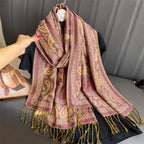 2025 new ethnic style retro shawl cashew flower geometric scarf cloak tassel scarf multi-color variety options available