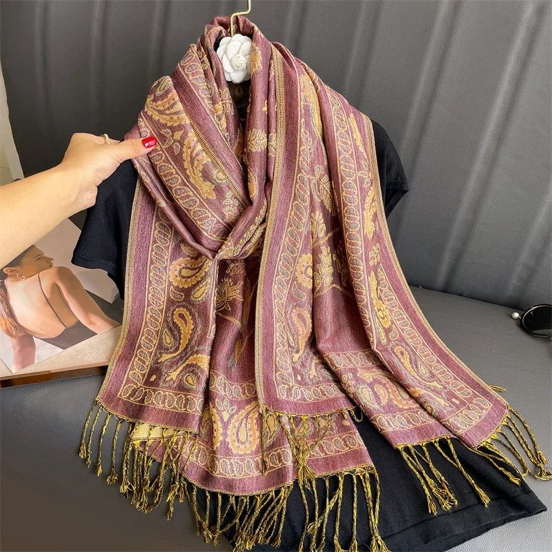 2025 new ethnic style retro shawl cashew flower geometric scarf cloak tassel scarf multi-color variety options available