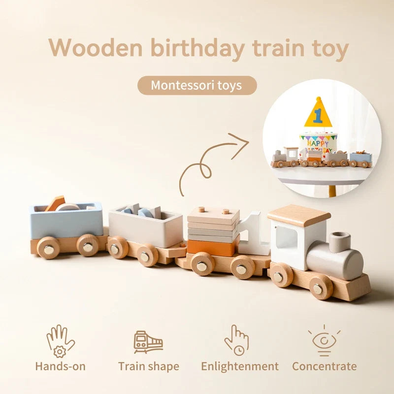 Wooden Montessori Train Learning Toy for Toddlers and Preschool Kids