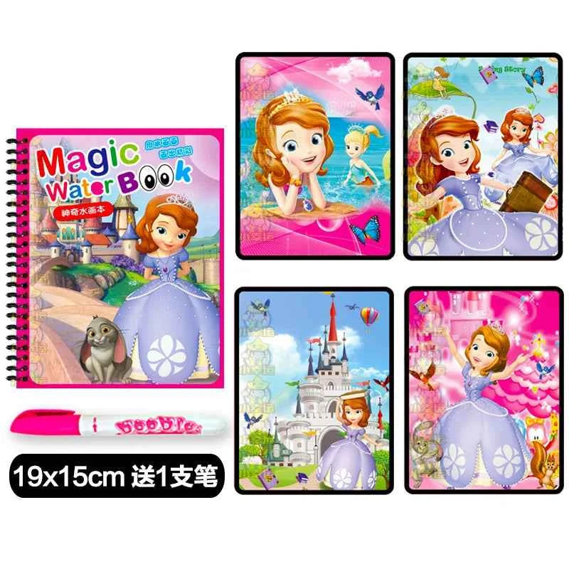 Disney Cartoon Frozen Water Painting Drawing Toys Set Graffiti Minnie Mouse Elsa Princess Watercolour Magic Book for Girls Gift