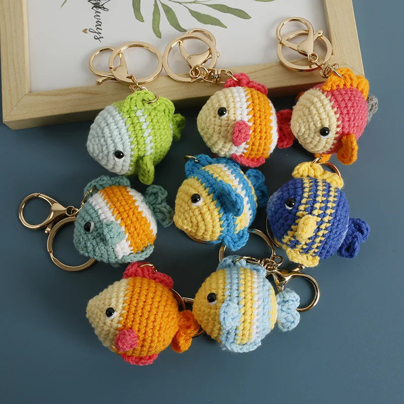 Funny Shrimp Crochet Keychain Cute Ocean Bag Charm