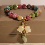 Fashion Colorful Beaded Orchid Pendant Bracelets for Women Girls Luxury Crystal Handmade Beads Bracelets Aesthetic Jewelry Gifts
