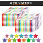 450-3000 Sheet Happy Face Stars Reward Sign Stickers Pack DIY Skateboard Suitcase Stationery Decals Decor Phone Laptop Gift Toys