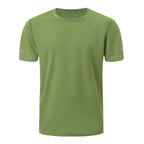 2/4/6-Pcs Four Seasons Men's Solid Color Round Neck Short Sleeve Top With Printed Cuffs Youth Sports And Leisure Fashion T-Shirt