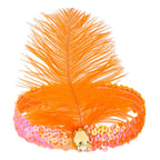 1920s Flapper Headband Feather Headpiece Sequin Headband with Gem for Gatsby Party Halloween Costume Accessory