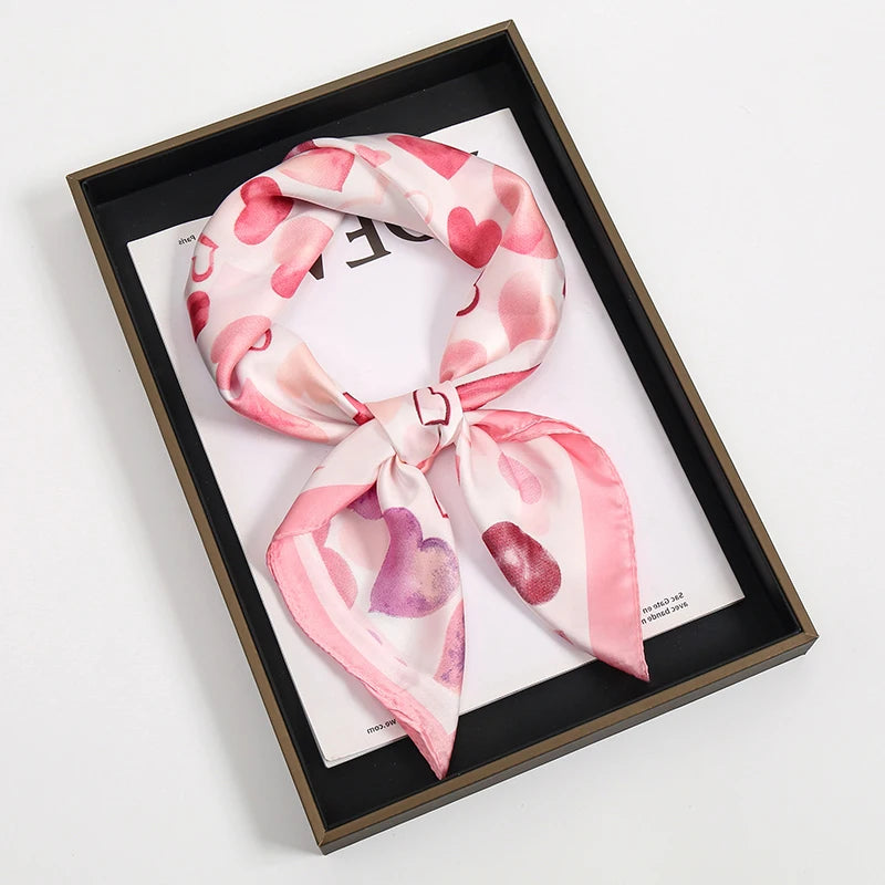 2024 Luxury Square Silk Scarf for Women Hijab Hair Bands Neckerchief Female Satin Shawl Ribbon Headband Fashion Wraps Bandana