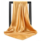 Luxury Brand Silk Scarf Women Satin Solid color Hijab Scarves Muslim Pareo Bandana Female Shawl Wrap Headband Foulard 90*90cm