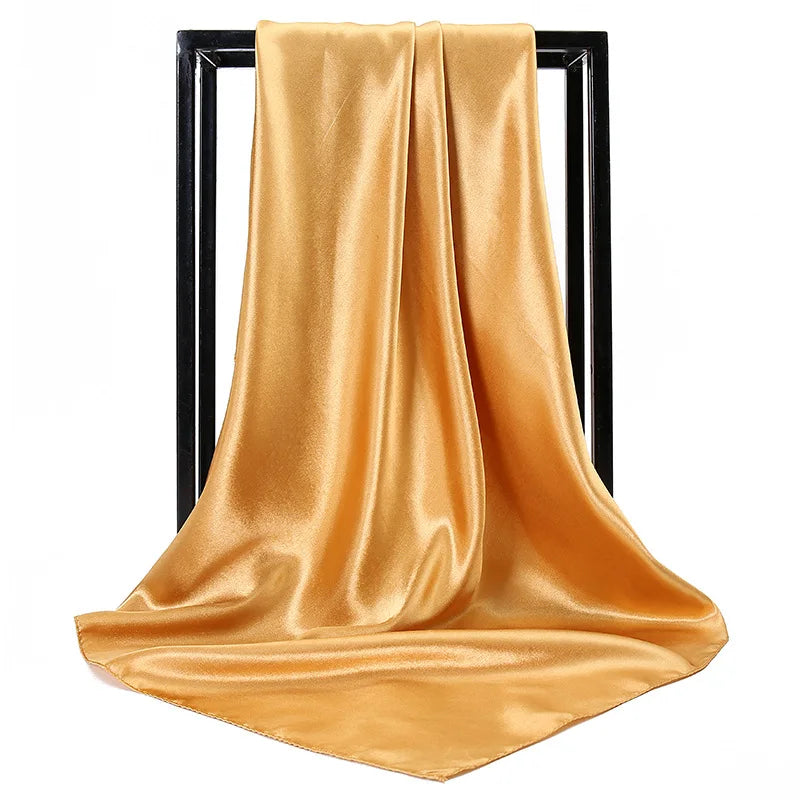 Luxury Brand Silk Scarf Women Satin Solid color Hijab Scarves Muslim Pareo Bandana Female Shawl Wrap Headband Foulard 90*90cm