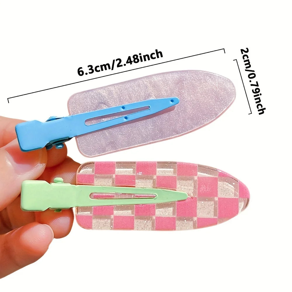 12 Pieces of Multi-Color Colorful Hair Clips with Side Bangs, Duckbill Clips for Flyaway Hair, Sweet Girl's Simple Hair Clips