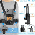 Adjustable Phone Clip Holder With Chest Strap Fixation Bracket for Sport Camera Mobile Phone Camera Black Holder Accessory