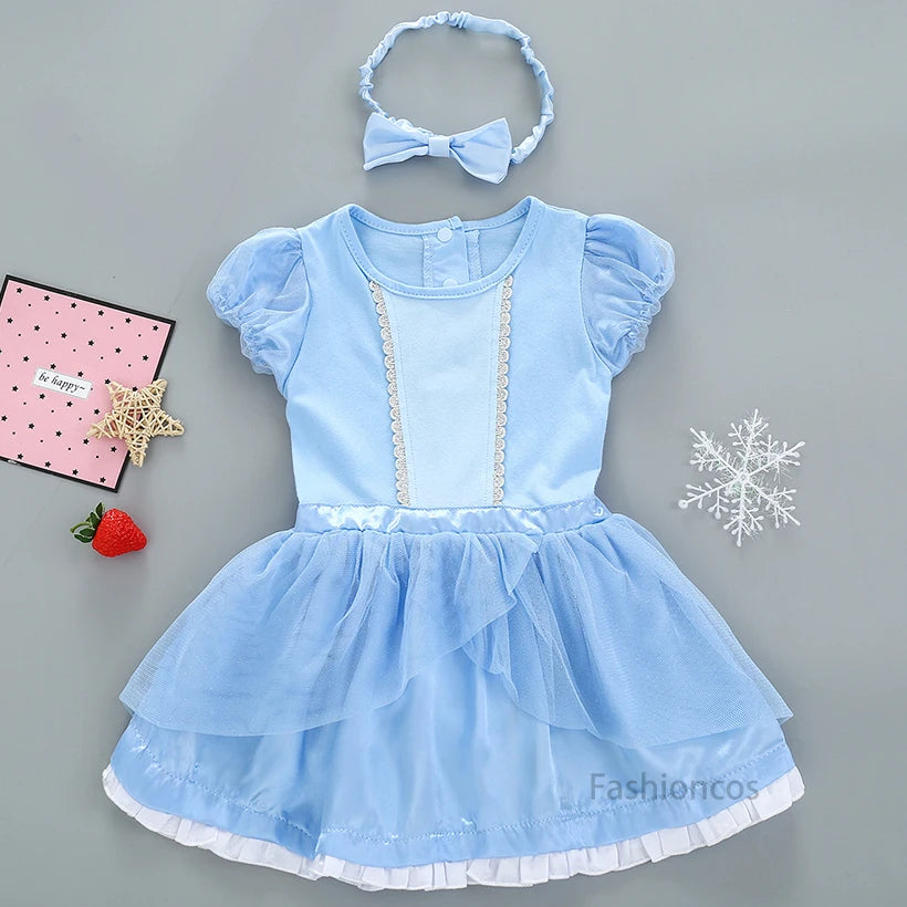 Baby Romper Tutu Dress with Headband Infant Baby Girl Princess Clothes Cute Design Kids Dress Halloween Party Costumes Outfit