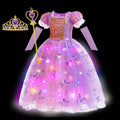 2026 Glowing Rapunzel Costume Girl LED Princess Ball Gown Christmas Light up Tangled Rapunzel Frock Toddler Girl Cosplay Dress