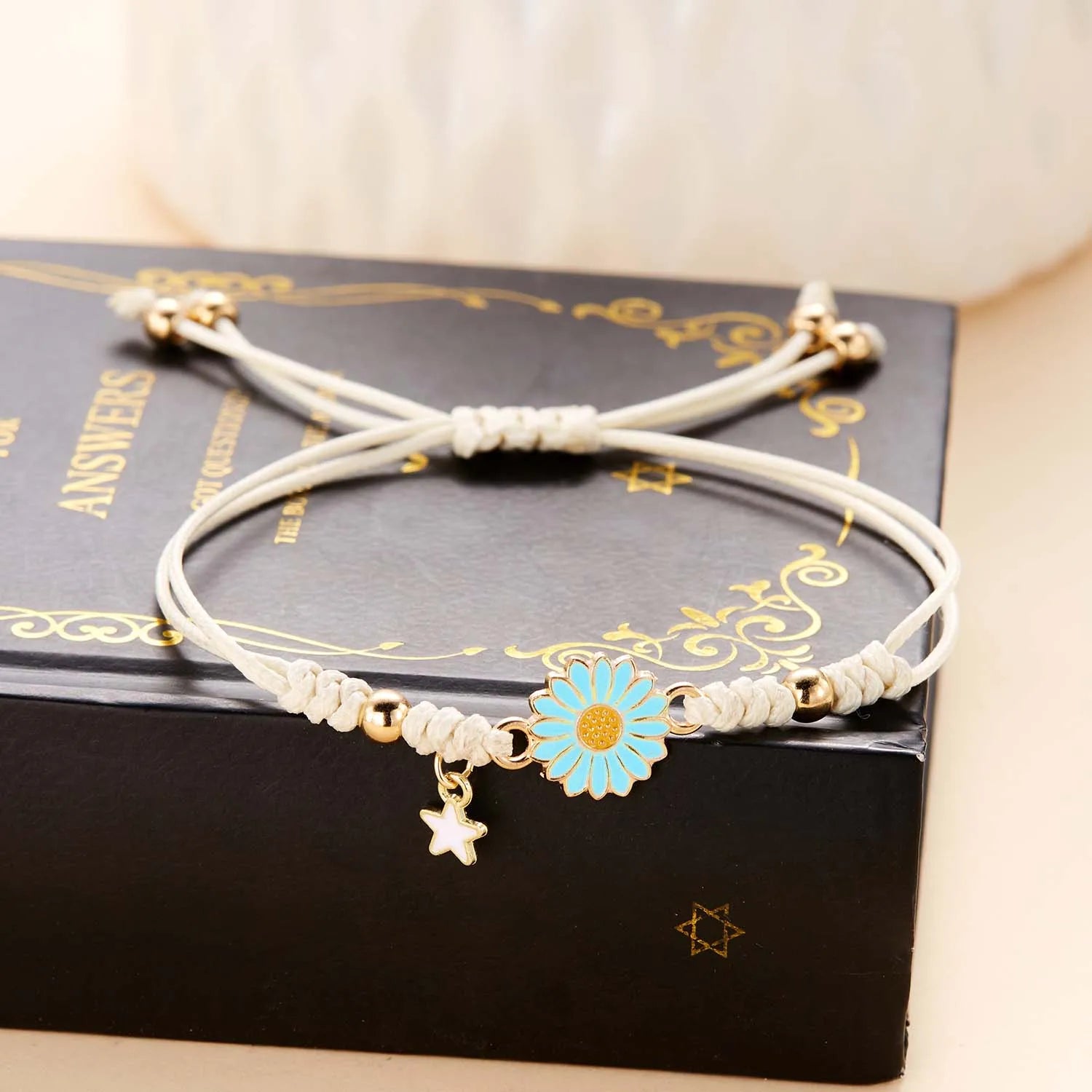 Simple Sunflower Bracelets for Women Handmade Braided Fashion Colorful Daisy Adjustable Bangle Friendship Good Luck Jewelry Gift