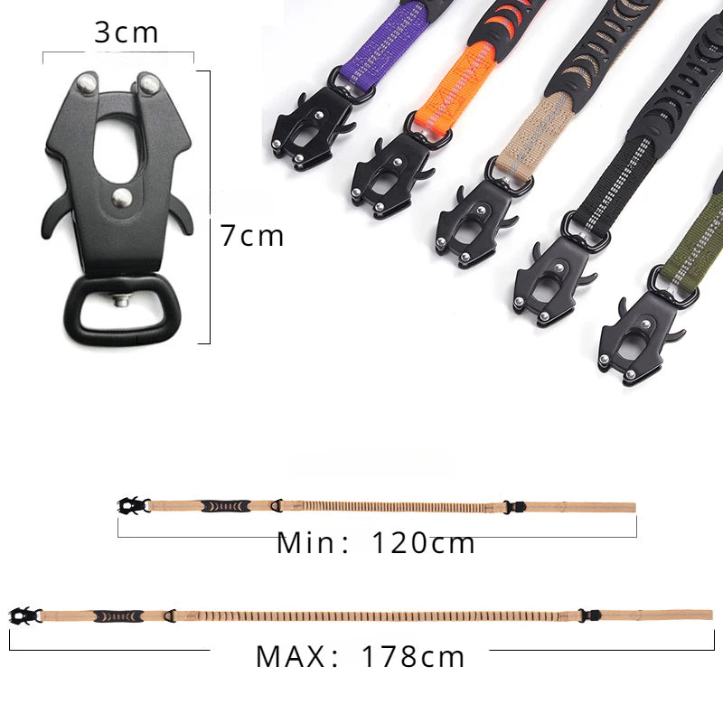 Reflective Shock Absorbing Bungee Dog Leash with Seatbelt Clip
