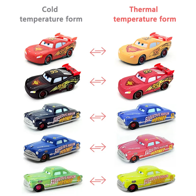 Pixar Cars Color Changing Toy Car Anime Figures Lightning McQueen Doc Hudson Metal Die Casting Model Children's Birthday Gifts