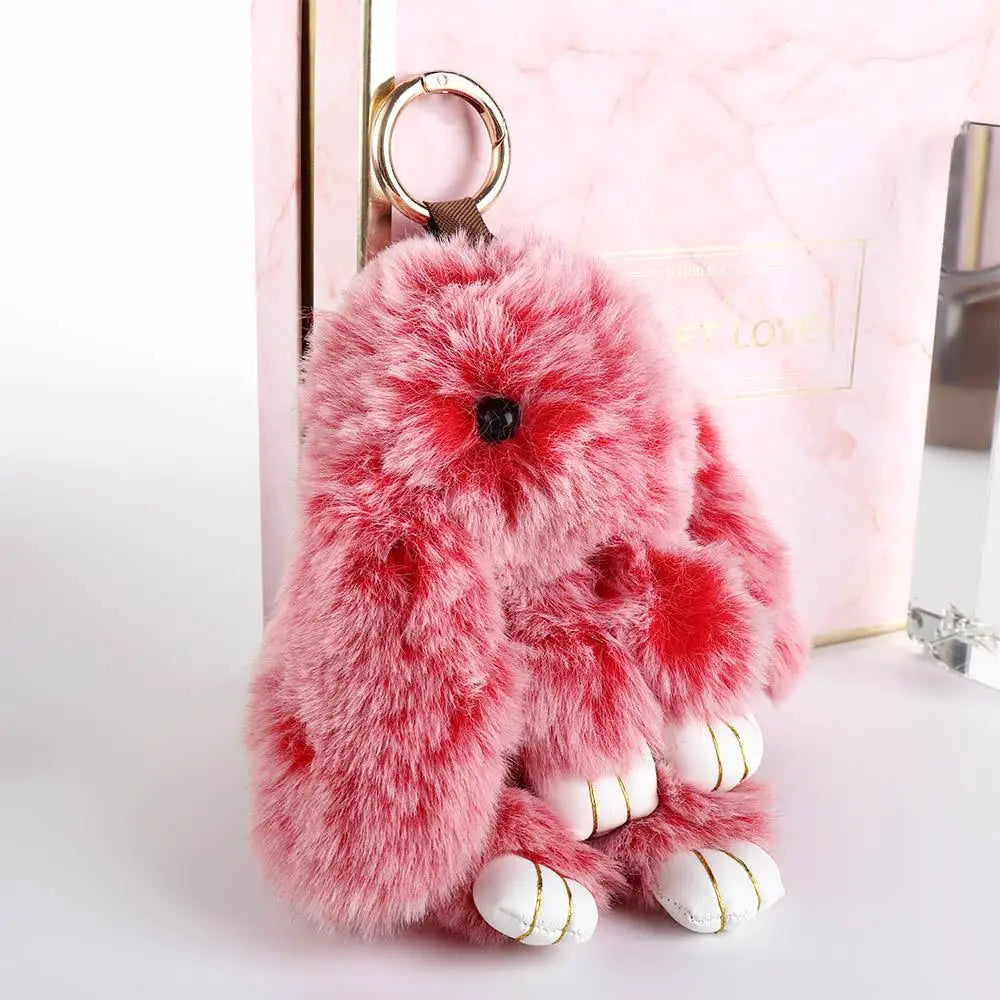 Fluffy Bunny Plush Keychain Cute Rabbit Bag Charm