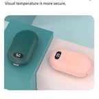 Double-sided heating with two temperature settings, this pocket hand warmer can be recharged