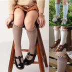 Ruffle Kids Knee High Socks Baby Girls Toddlers Long Soft Cotton Sock Lace Flower Children School Uniform Socks For 0-8Years