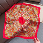 2025 Silk Shawl Print Headscarf Cat Hair Wrap Neckerchief Female Satin Square Scarf For Women Headband Foulard Hijab Bandana