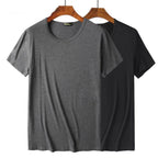 2 Packs Bamboo Fiber Round Neck T-shirts Short Sleeve Classic Tees Sweat-absorbent Gym Man Undershirt Solid Color Tee Black New