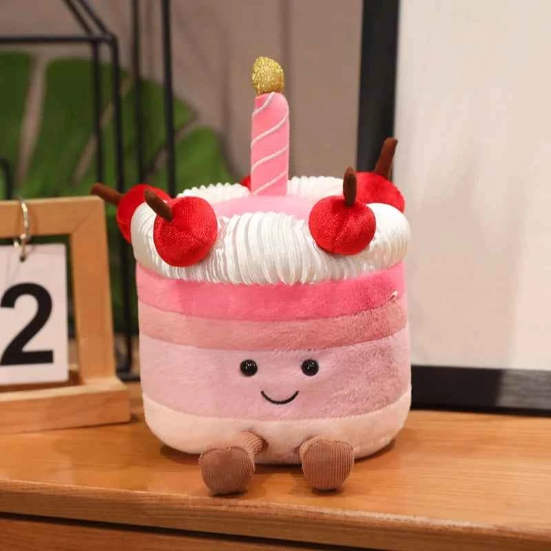 Kawaii Cartoon Hot Cake Plush Doll High Quality Soft Stuffed Fruit Strawberry Wedding Cake Simulation Food Plush Toy Home Decor