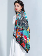 Luxury Brand Square Silk Scarf Women Satin Print Hijab Scarves Muslim Pareo Bandana Female Shawl Wrap Headband Foulard 90*90cm