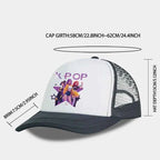 K-POP Girl Group Printed Mesh Cap, Breathable Summer Baseball Cap, Adjustable Unisex Sun Hat, Perfect for K-Pop Fans