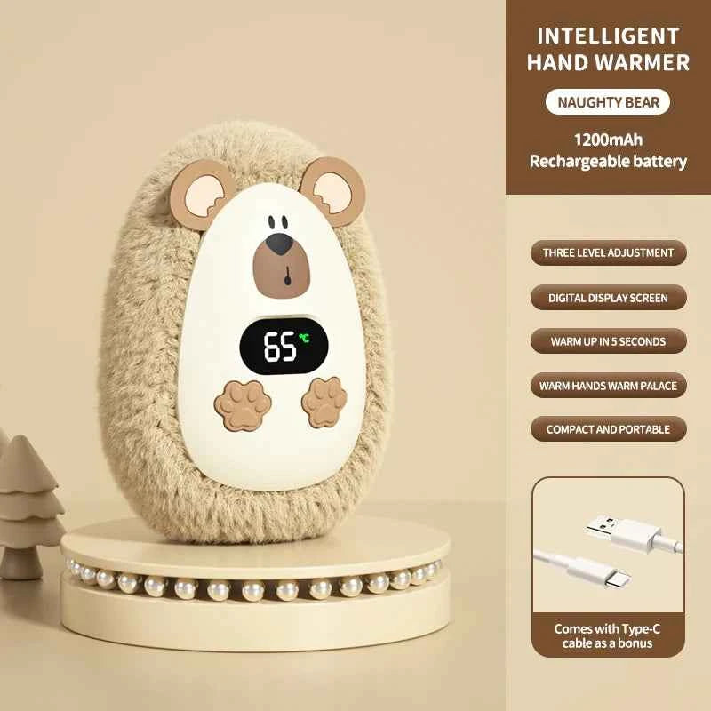 Plush Hand Warmer Winter Mini Portable Three-speed Adjustment Battery Life Long-lasting Smart Temperature Control Hand Warmer