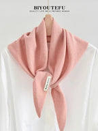 100% Australian Wool Knitted Triangle Scarf Shawl Women's Autumn  Winter Warm Neck Protection Scarf Decorative  Small Scarf