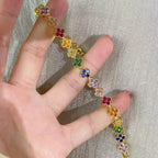 RAKOL Colorful Clover Zircon Bracelet Fashion Charm Gorgeous Charm Exquisite Cute Sweet Shining Crystal Jewelry Gift