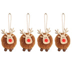 4PCS Christmas Tree Decorations Elk Felt Christmas Tree Ornaments Cute Xmas Deer Hanging Elk New Year Holiday Party Decorations