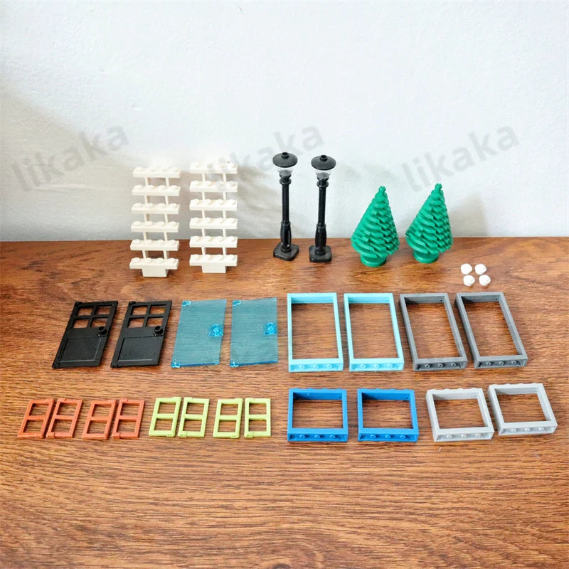 City Friends Door Window Set Building Blocks Compatible Classic House Architecture Blocks Parts MOC Bricks DIY Toys for Kids