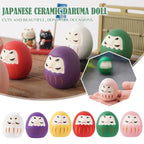 Japanese Ceramic Daruma Doll Miniature Lucky Charm Fortune Ornament for Home Decor Landscape Craft Gift