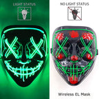 Wireless Neon LED Purge Mask – Glowing Halloween Cosplay Mask