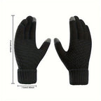 Women Men Winter Touch Screen Gloves Stretch Knit Wool Full‑Finger Gloves Warm Soft Crochet Thermal Gloves For Outdoor Wear