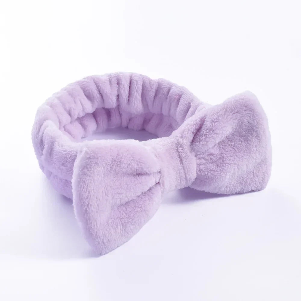 Women Solid Bow Headbands Coral Fleece Makeup Spa Wash Face Turban Head Wrap Girls Hair Towel Accessories Head Band Hairbands