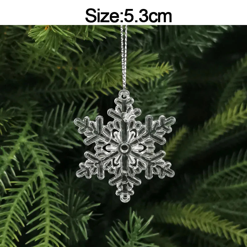 5pcs Christmas Home Decorations Crystal Acrylic Ornaments Snowflake Elk Xmas Tree Hanging Pendants Navidad 2026 New Year Gift