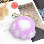 Cat Paw Pendant Keychain Couple Keychain Fluffy Faux Fur Keychain Charm Cute Soft Plush Toy Key Ring Backpack Car Key Pendant