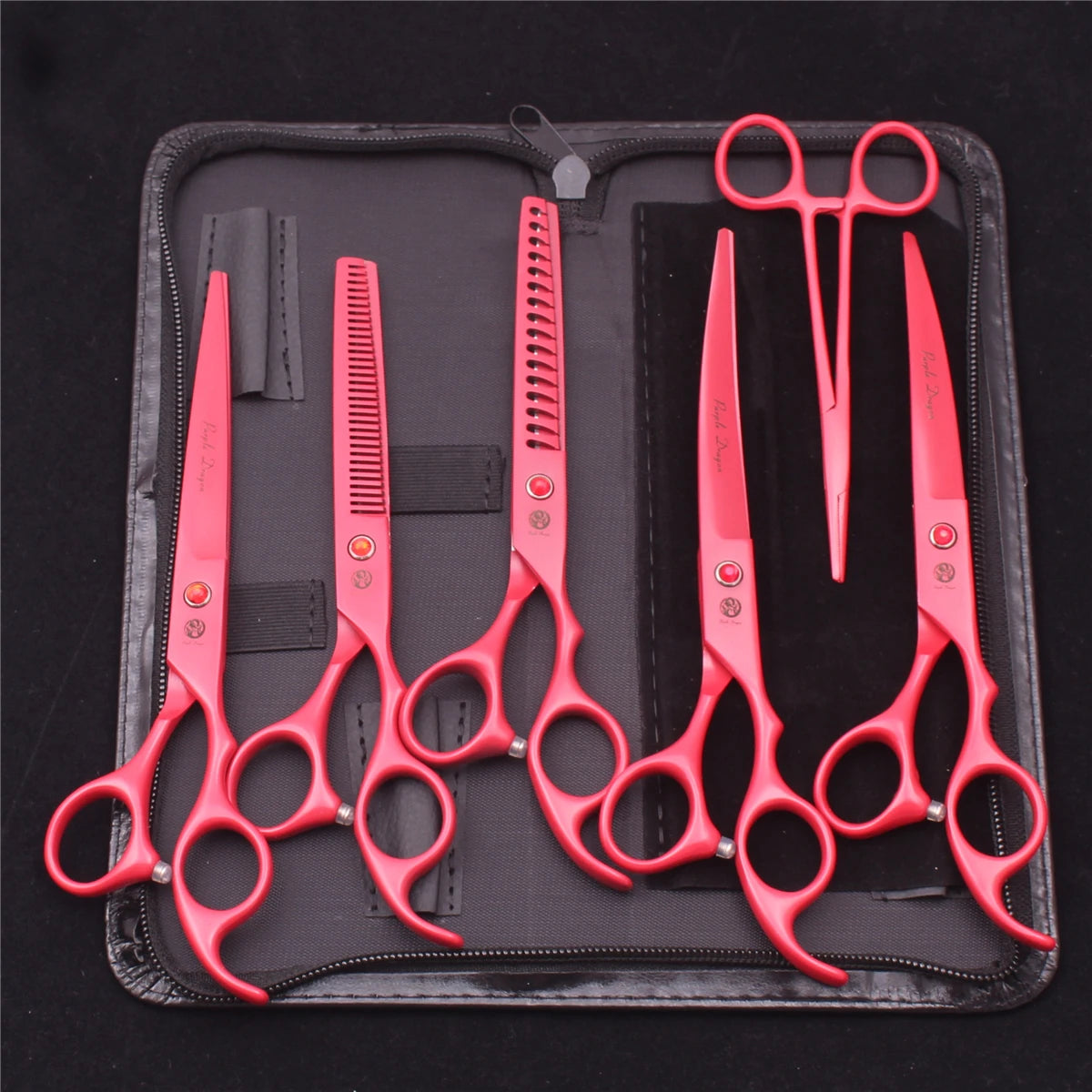 Pet Grooming Scissors Purple Dragon Japan Stainless Pink Curved Scissors For Dogs Dog Thinning Scissors Pet Chunker Shears Z3003