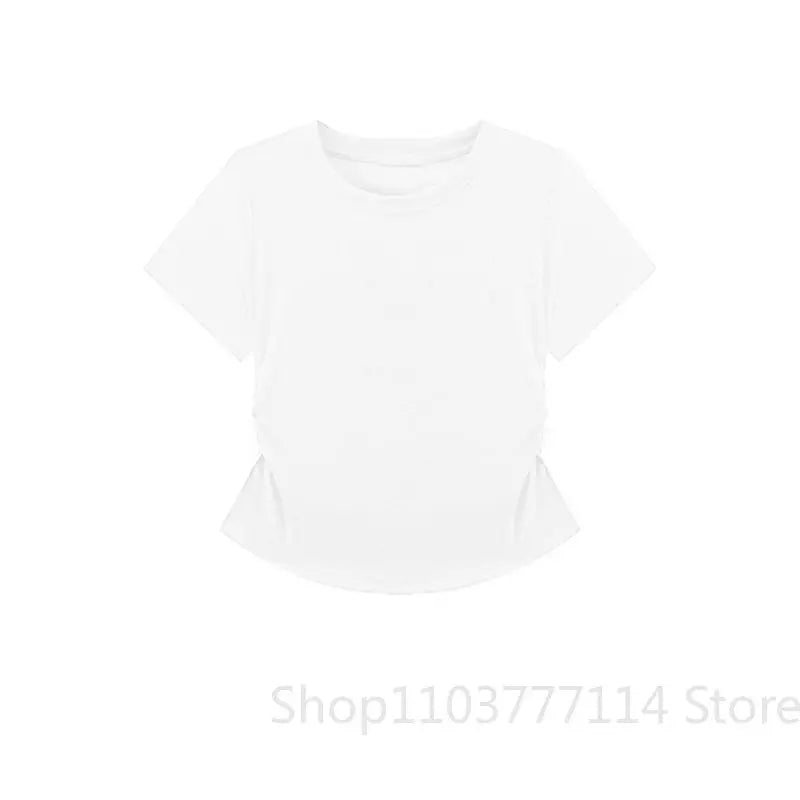 Women Summer Short Sleeved Top for Fashion Versatile Base Shirt Slim Fit Round Neck T-shirt Casual and Sexy Breathable and Cool