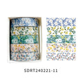 5 Rolls of Boxed Romantic Flower Handbook Tape, Cute DIY Fresh Decorative Washi Tape for Students, a Must-Have Gift for Students
