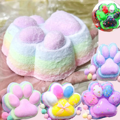 Children Mini Cat Claw Squishy Fidget Toys Soft Cute Cat Paw Slow Rebound Pinch Decompression Toy for Kids Adults Christmas Gift