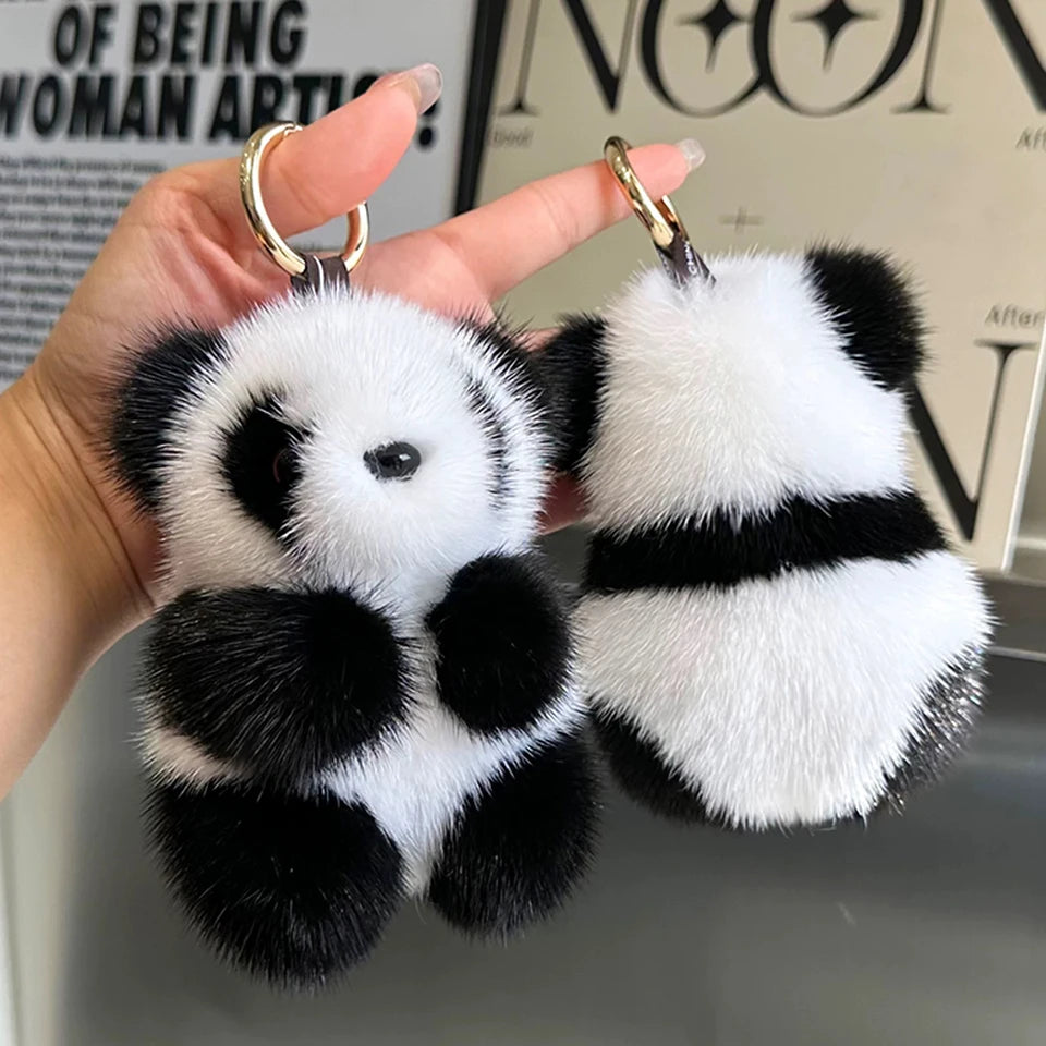 ZAKOL Cute Panda Plush Toy Keychain Cartoon Bag Pendant Accessories Car Key Chain Charm Ornaments Fashion Girls Gift