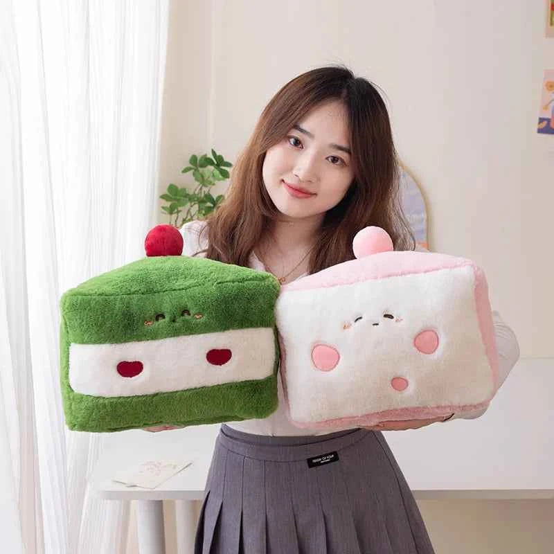 Kawaii Cartoon Hot Cake Plush Doll High Quality Soft Stuffed Fruit Strawberry Wedding Cake Simulation Food Plush Toy Home Decor