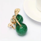 Cherry Fruit Bag Pendant Keychain Creative Women's Cherry Car Key Pendant, Green, Brown