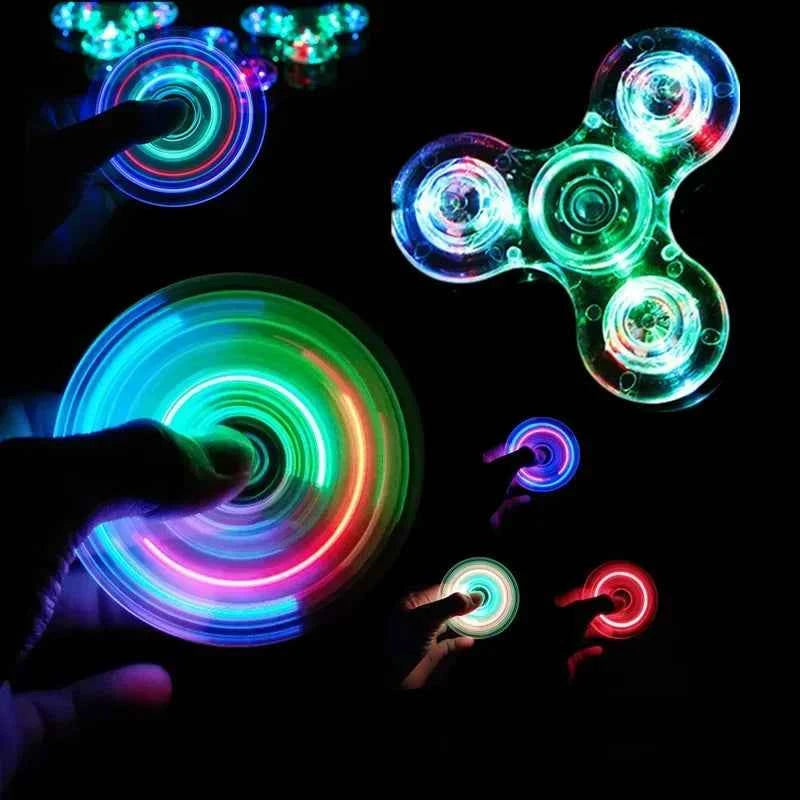 LED Glow Fidget Spinner Stress Relief Finger Toy for Kids Adults