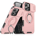 Luxury Heavy-Duty Rugged Armor Magnetic Bracket Case For iPhone 16 14 13 12 11 15 Pro Max Plus Slide Camera Protection PC Cover