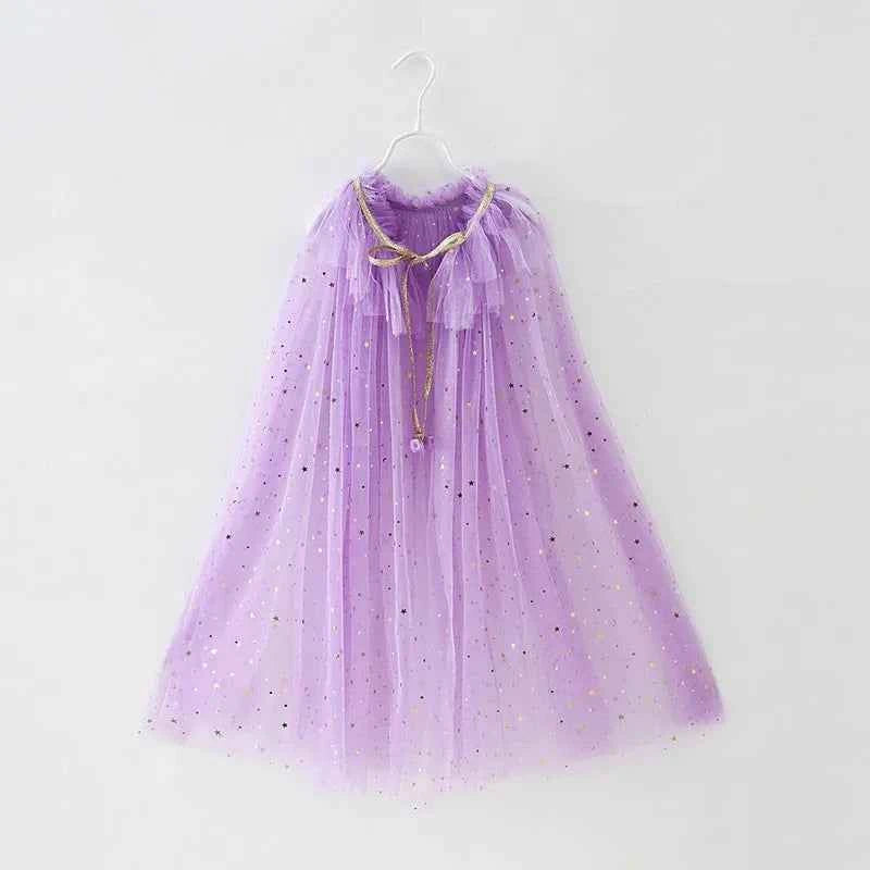 Girl Costume Children Elegant Dress Cape Kids Christmas Halloween Party Supply Girl Tulle Cloak Elsa Rapunzel Cosplay Accessory