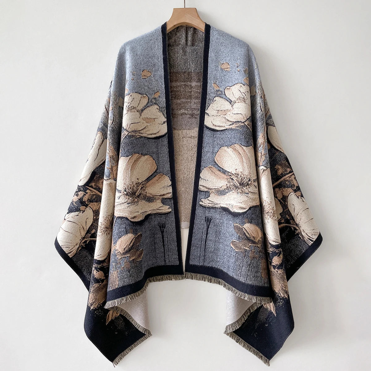 Luxury Warm Poncho Cashmere Winter Women Scarf Floral Jacquard Shawl Wraps Female Thick Pashmina Blanket Bufanda Travel Echarpe